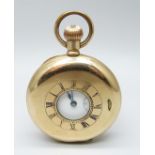 A Waltham 14ct gold plated half-hunter top-wind pocket watch, the case back bears inscription