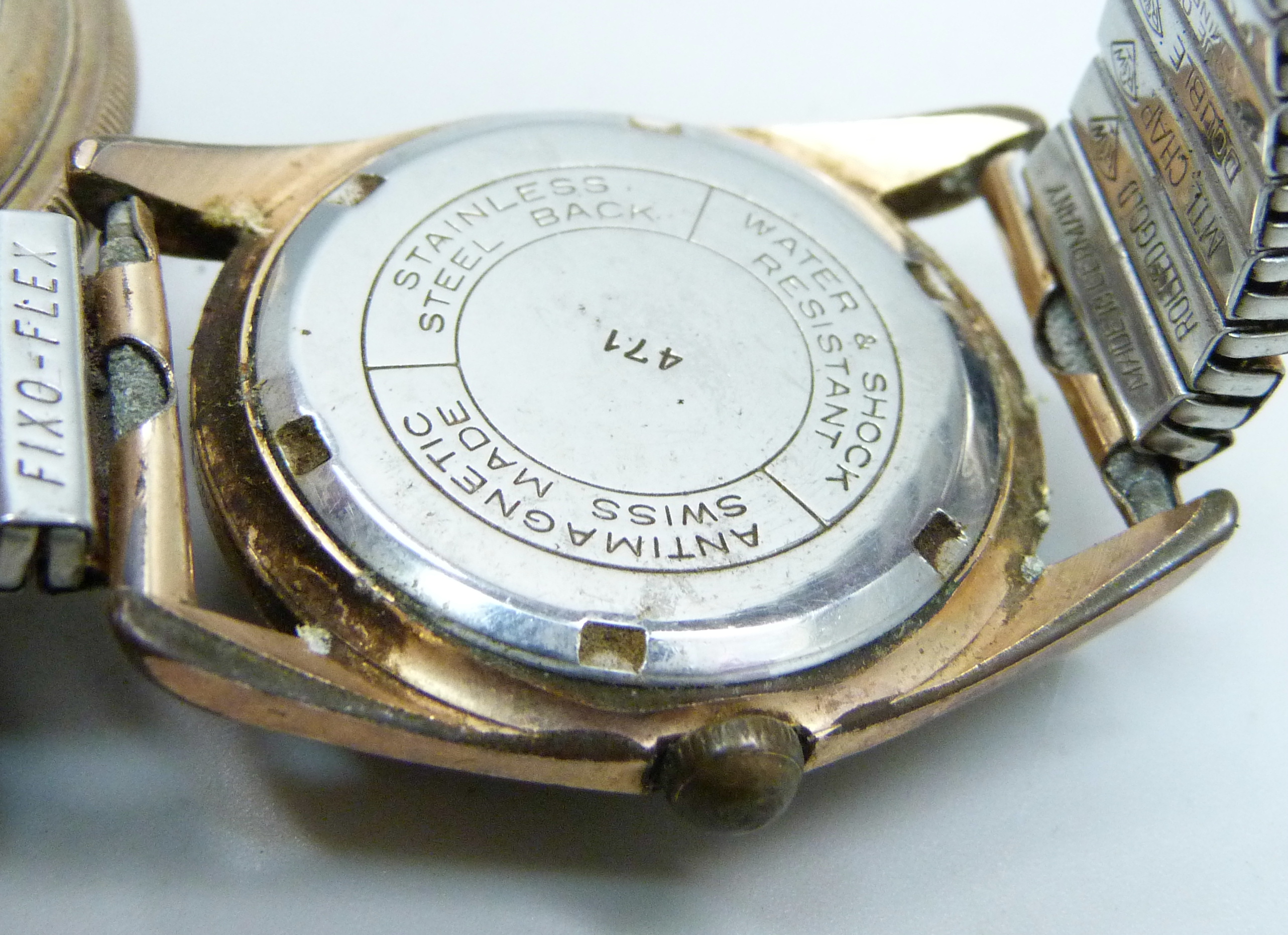 A gentleman's Lanco 17 jewels wristwatch with date and sunburst dial and an Elgin gold plated full - Image 4 of 4