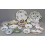 A collection of decorative china including a Copeland Spode Chelsea Garden pattern trio, Royal Crown