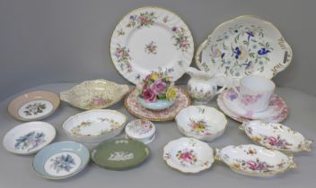 A collection of decorative china including a Copeland Spode Chelsea Garden pattern trio, Royal Crown