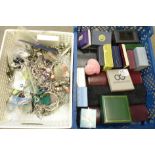 A collection of costume jewellery and a collection of jewellery boxes