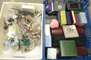 A collection of costume jewellery and a collection of jewellery boxes