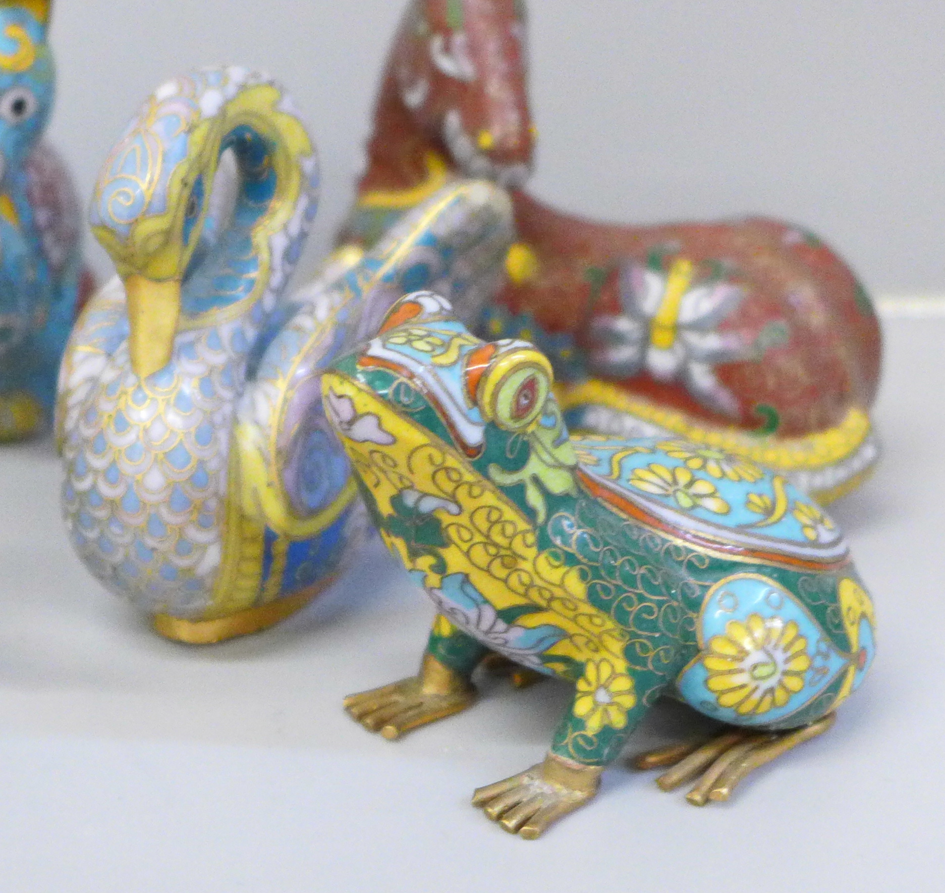 A set of twelve Chinese cloisonne animals and birds - Image 4 of 5