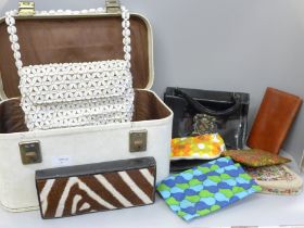 A collection of vintage handbags, clutch bags, wallets by Asprey, Golinska, etc.