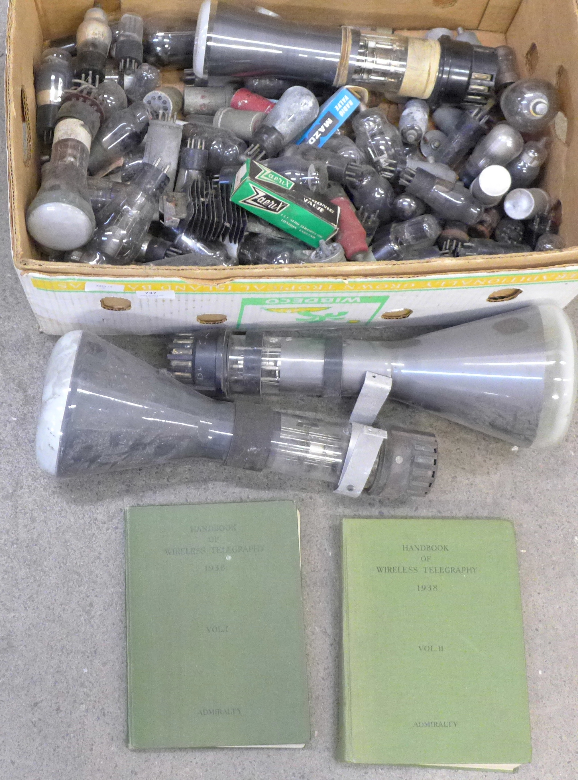 A collection of radio valves mixed sizes including two very large VCR 97 1940s TV tubes **PLEASE