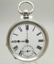 A silver pocket watch, case marked 800