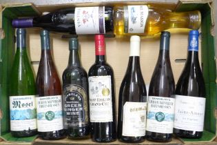 Nine bottles of mixed wines including Liebfraumilch, Mosel, Saint-Emilion Grand Cru, Paul Masson,
