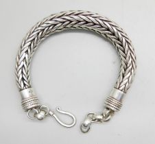 A gentleman's heavy silver rope bracelet, 92g