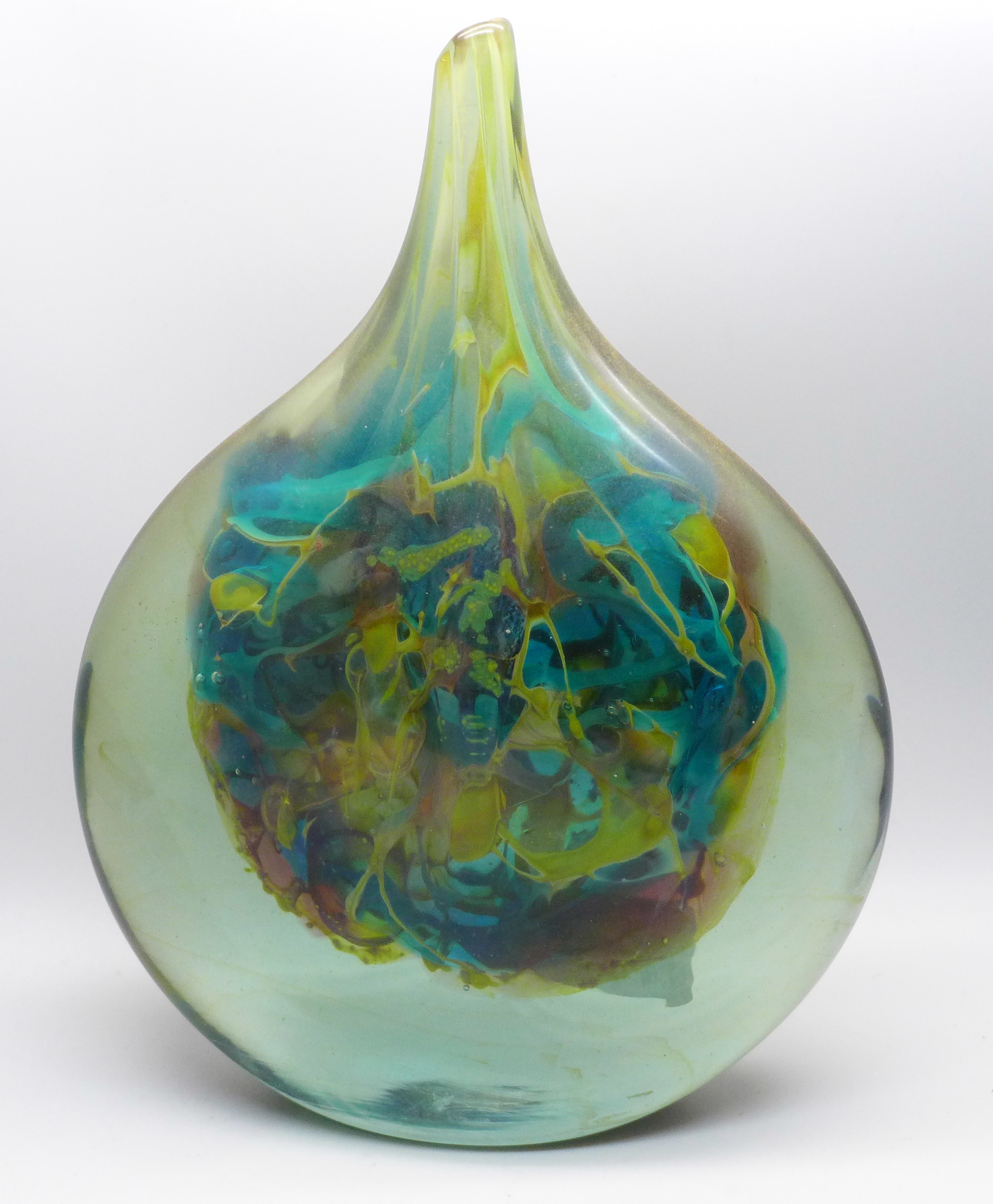 A Mdina cut ice lollipop glass vase, signed Michael Harris Mdina Glass Malta to the base, 22cm