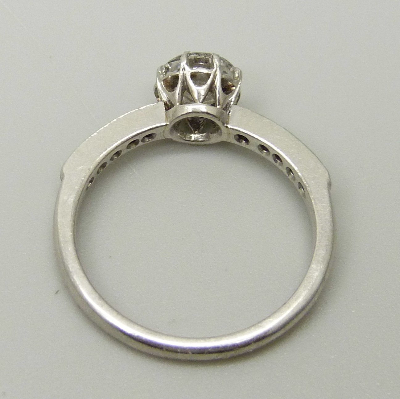 A platinum and brilliant cut diamond ring, diamond measuring 5.35mm in diameter, approximately 0.526 - Image 4 of 4