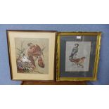 * Jarvis, two studies of birds, watercolour, framed