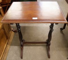 An Edward VII mahogany occasional table and a Priory oak sewing box