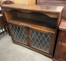 An oak two door bookcase