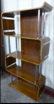 A walnut and chrome four tier room divider