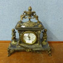 A French marble and bronze mantel clock, with quartz movement