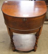 An early 20th Century oak barleytwist lady's sewing box