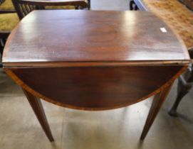 A George III mahogany and satinwood crossbanded Pembroke table