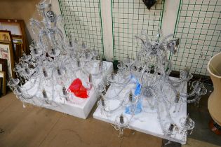 A pair of large Victorian style glass chandeliers