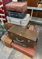 A large mixed lot of vintage travel cases, etc.