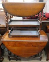 Two oak barleytwist drop leaf tables