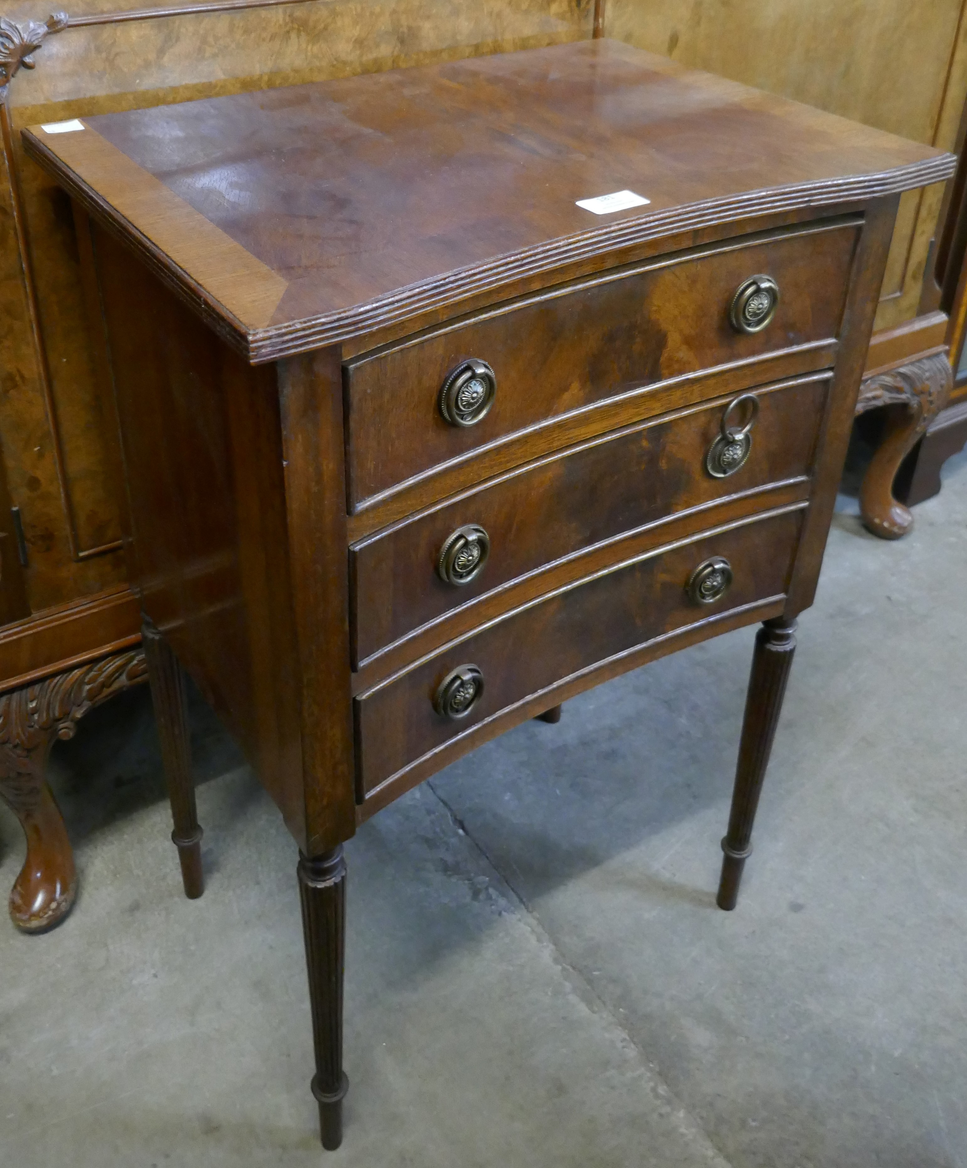 A mahogany chest of drawers