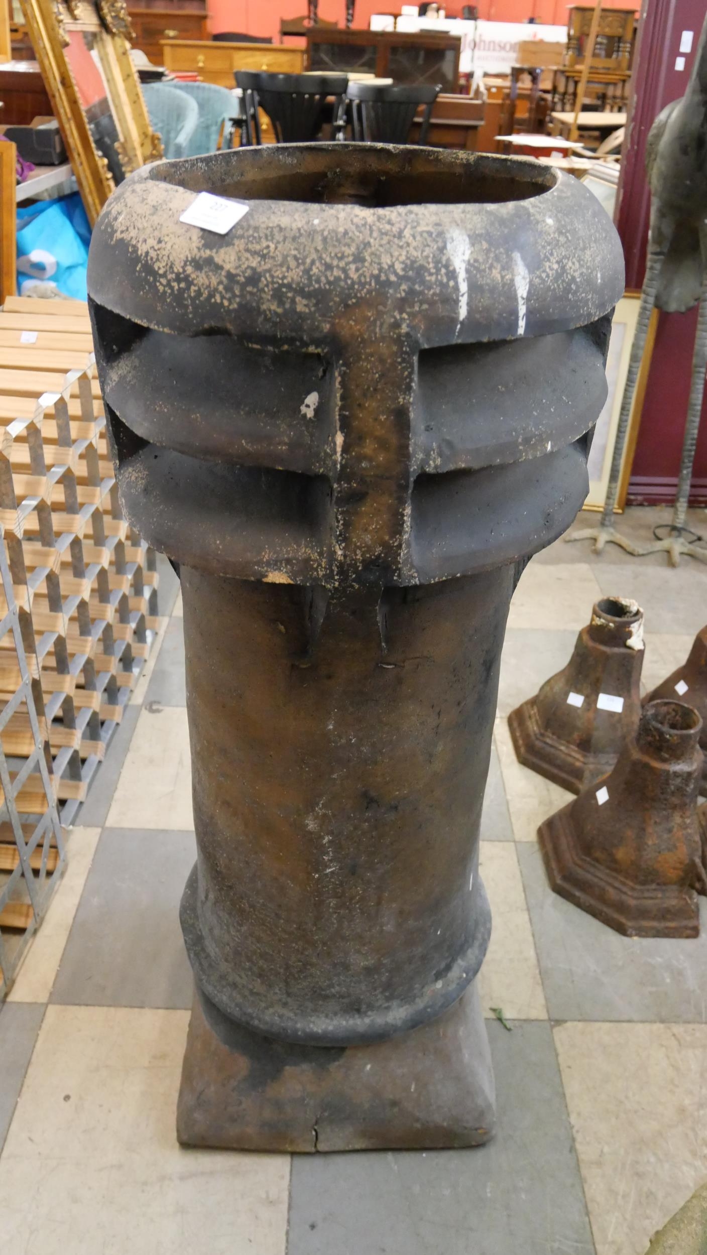 A Victorian terracotta chimney-pots