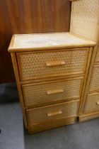 A small Italian style bamboo and rattan chest of drawers