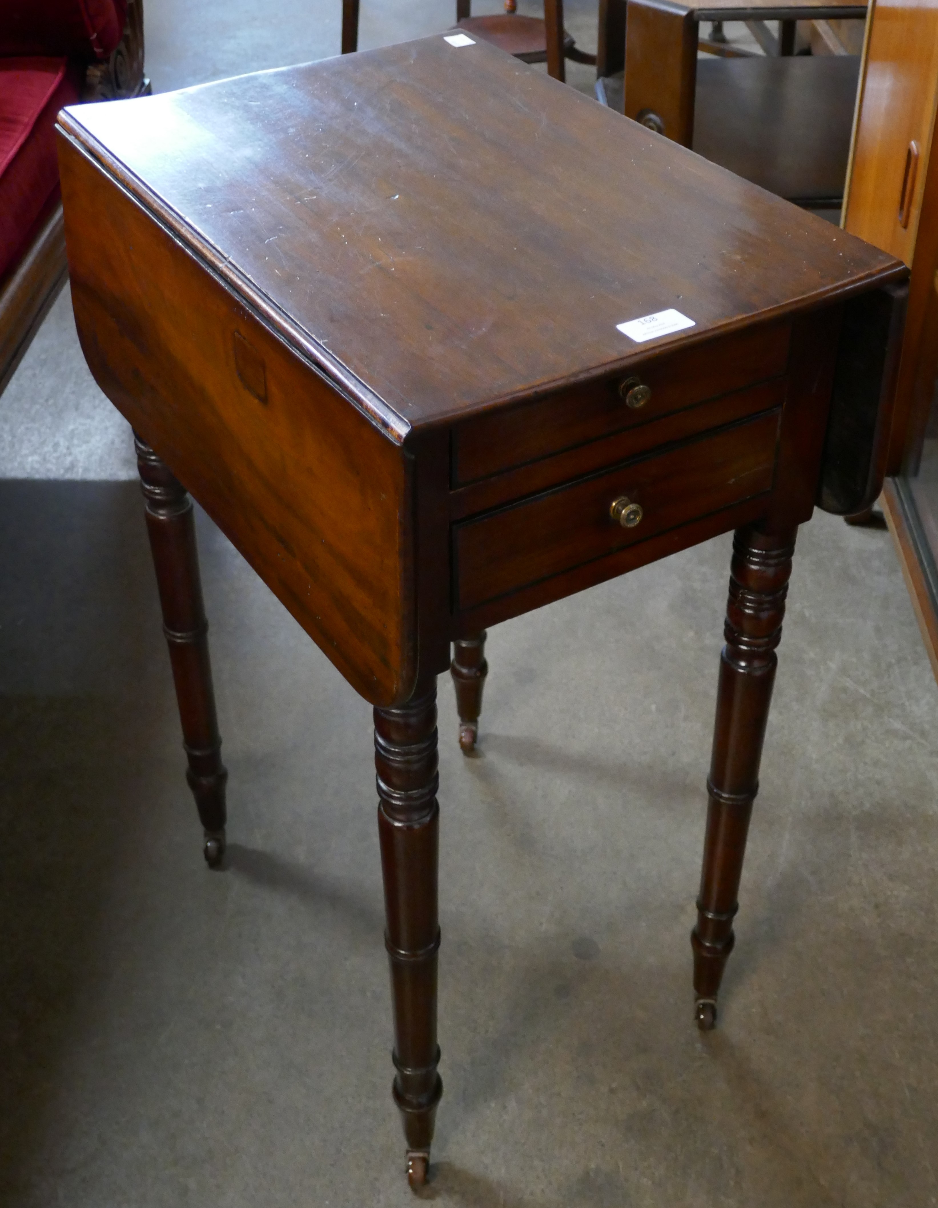 A George IV mahogany two drawer drop-leaf occasional table - Image 2 of 6