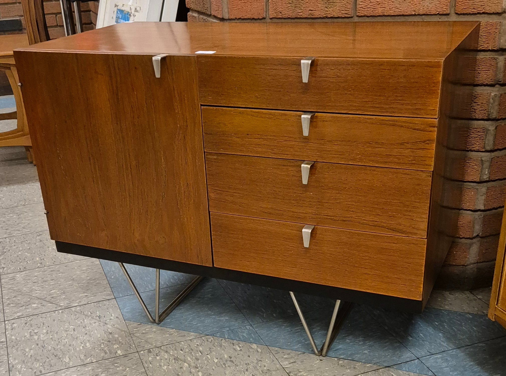 A Stag S-Range teak sideboard, on chrome hairpin legs, designed by John & Sylvia Reid - Image 3 of 4