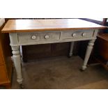 A Victorian painted pine two drawer pantry table