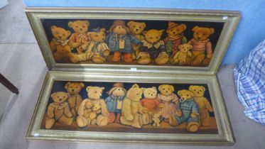 A pair of Teddy bear prints, framed