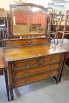 An early 20th Century oak barleytwist dressing chest