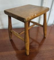 A Victorian beech kitchen stool
