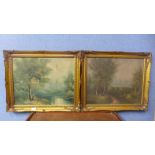 Two rural landscapes, oils on canvas, framed
