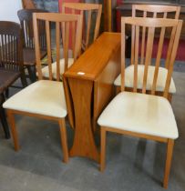 A Morris of Glasgow teak drop-leaf table and four chairs