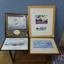 Two signed aircraft prints; Concorde, End of an Era by Antony Hansard signed by the artist and