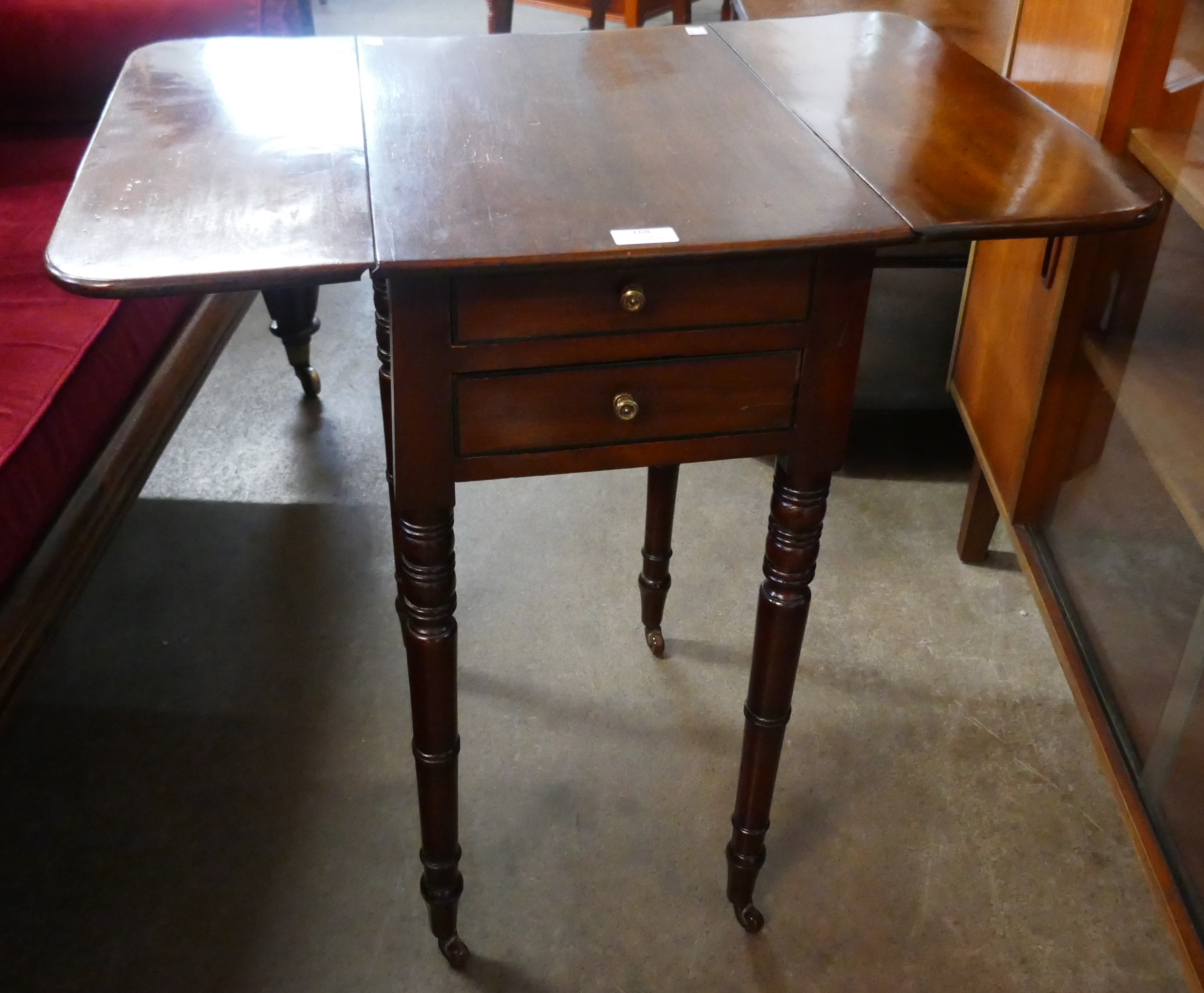 A George IV mahogany two drawer drop-leaf occasional table - Image 6 of 6