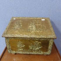 A brass coal box
