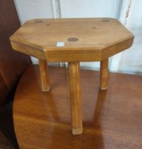 A Victorian sycamore wood kitchen stool