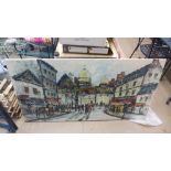 * Chanit, Parisian street scene with Sacre Coeur Basilica, oil on canvas, unframed