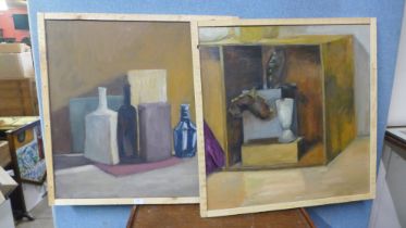Bep Knoop, two still lifes, oil on canvas, framed