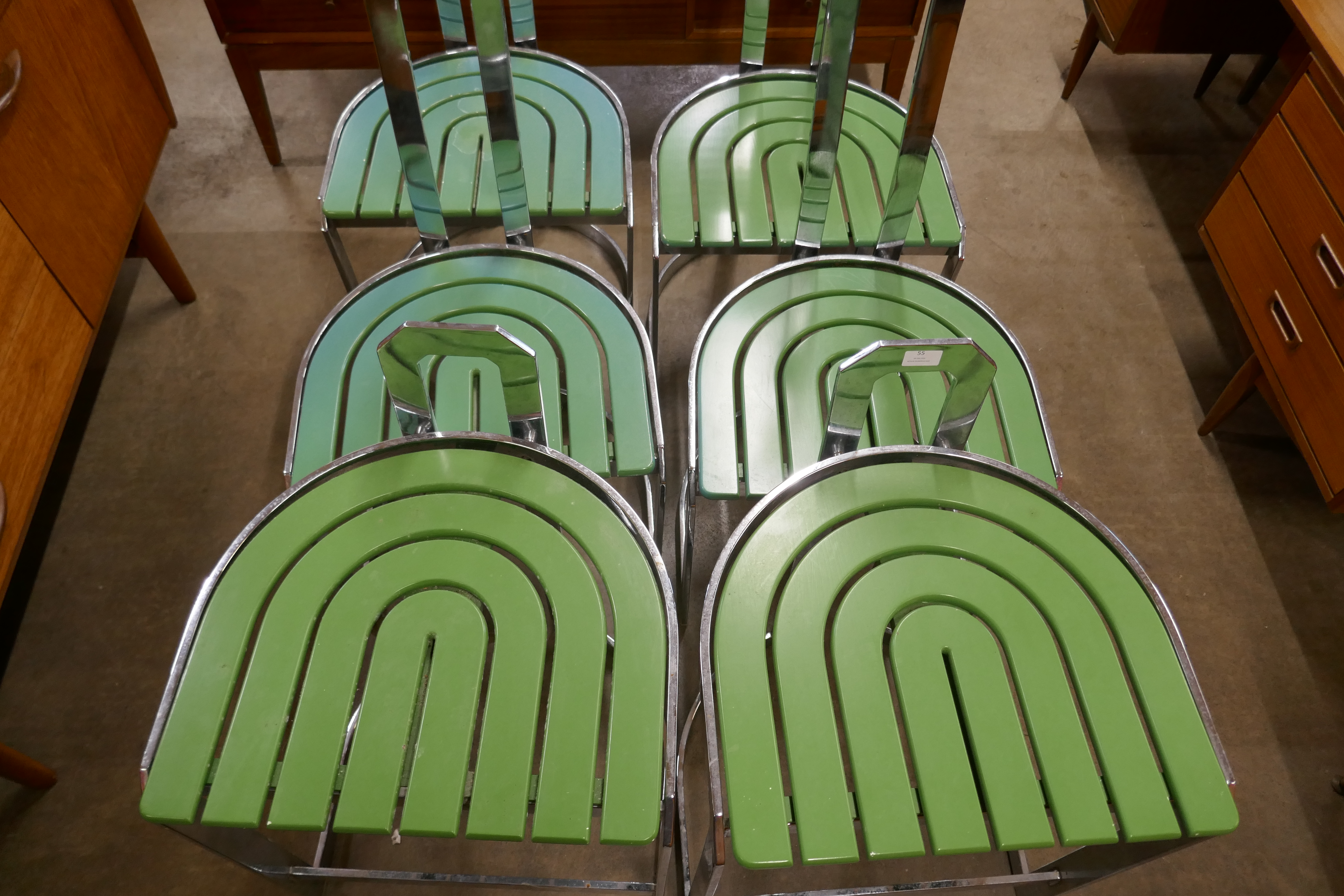 A set of six Allmilmo chrome Bauhaus style chrome chairs - Image 3 of 4