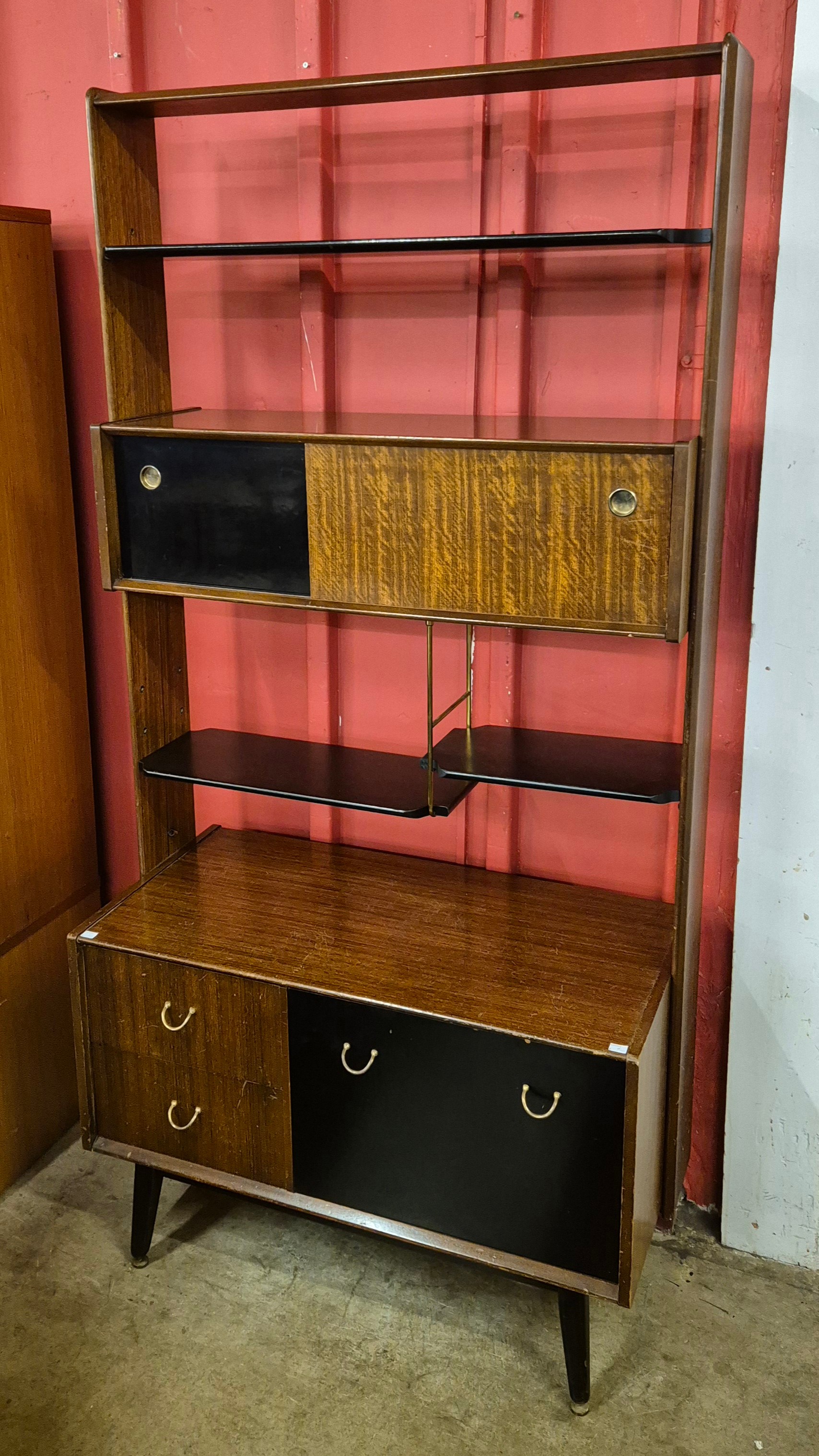 A G-Plan Librenza tola wood and black room divider