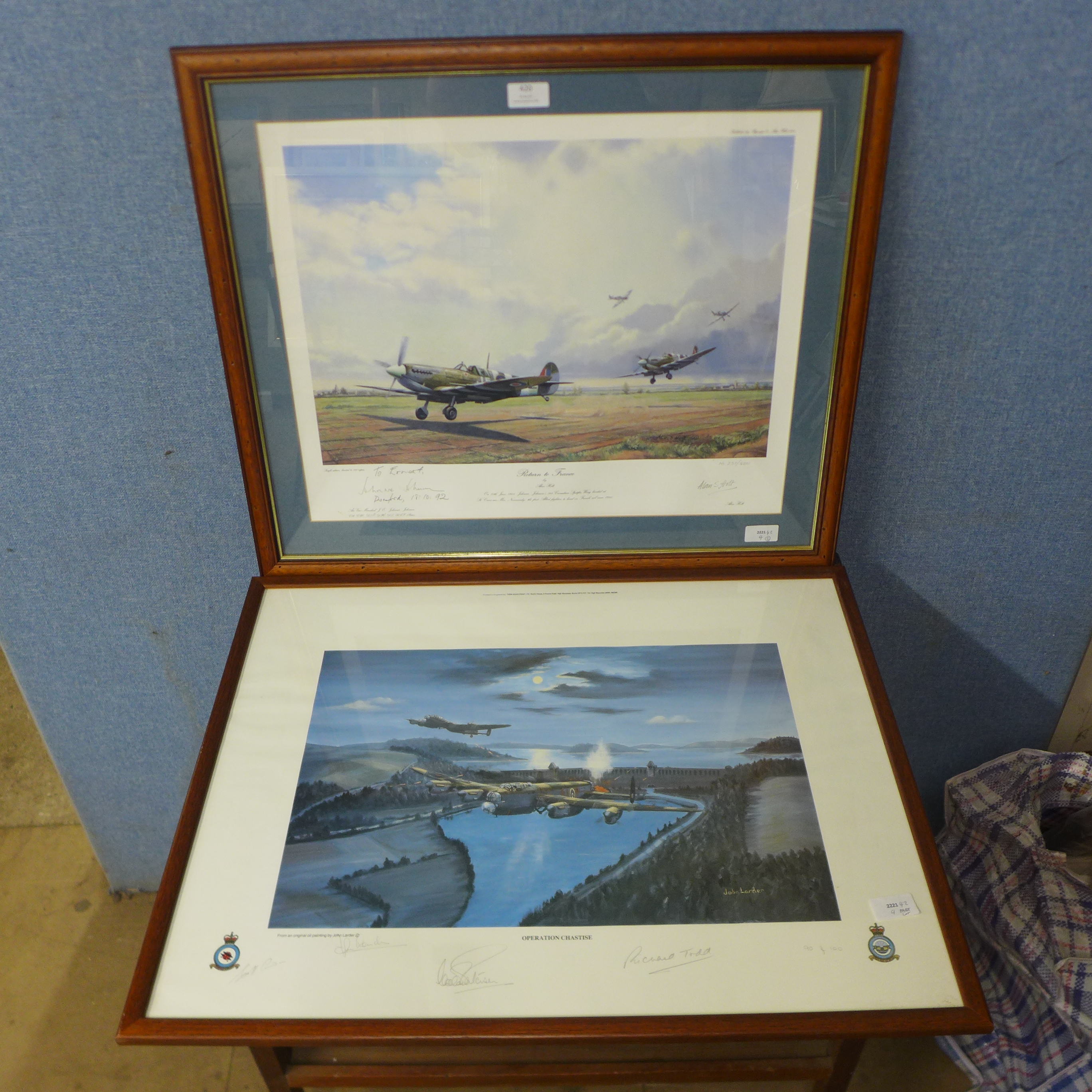 Two signed aircraft prints; Return to France by Alan Holt, signed by the artist and J.E. Johnson, - Image 2 of 2