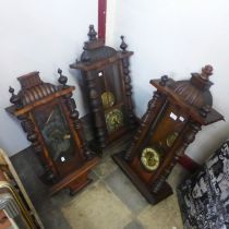 Three 19th Century walnut Vienna wall clocks