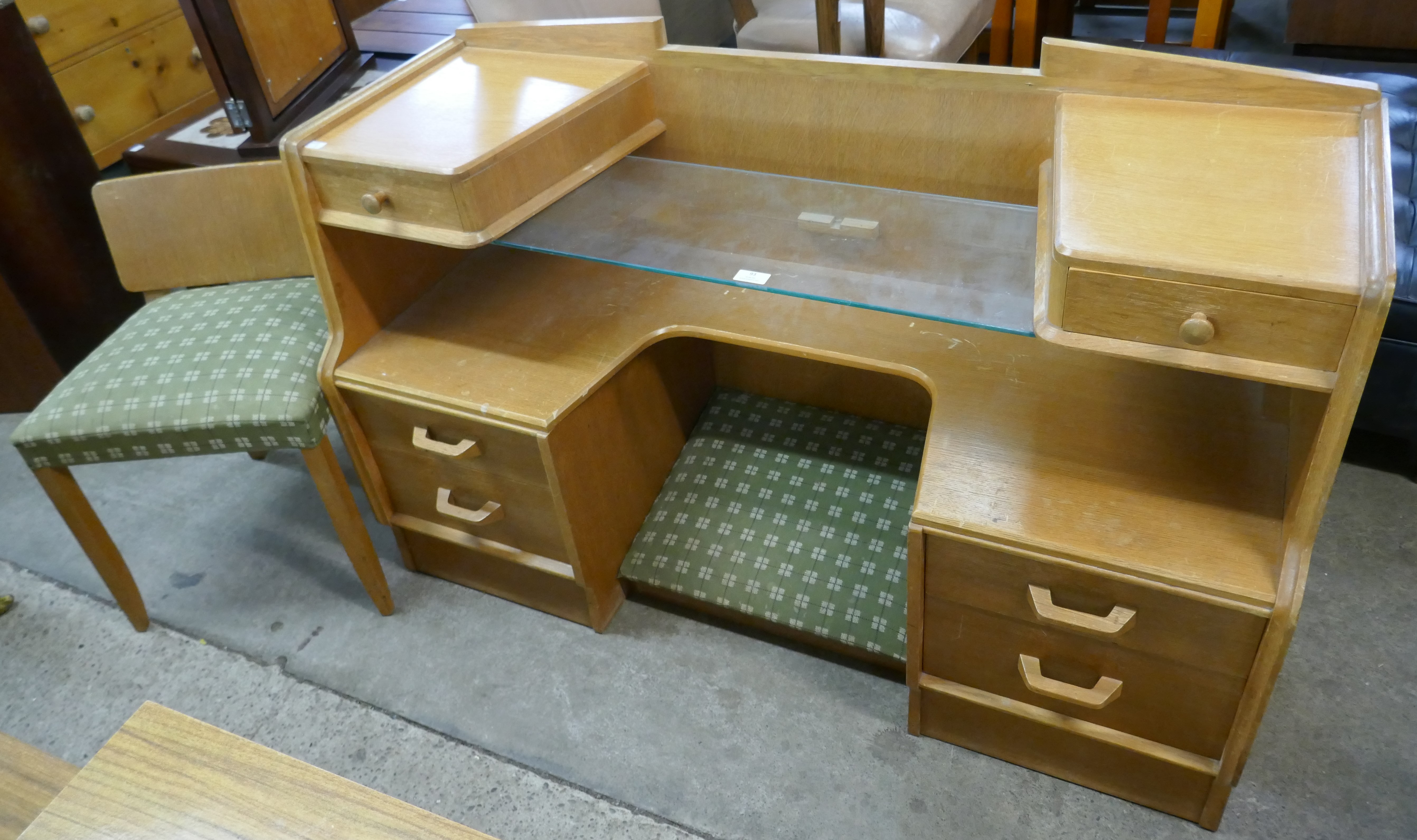 A G Plan Brandon oak dressing table and stool - Image 2 of 2