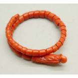 An antique coral dragon bracelet, face a/f (chipped), 37g