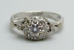 An 18ct white gold and diamond ring, 3.6g, K/L