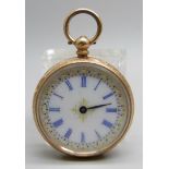 A 14ct gold fob watch, 29.8g