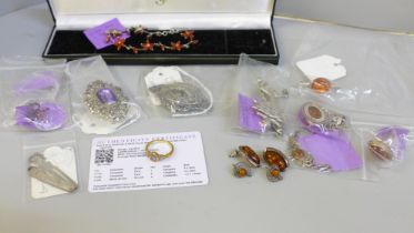 Silver jewellery including necklaces, brooches, etc. (located in cabinet)